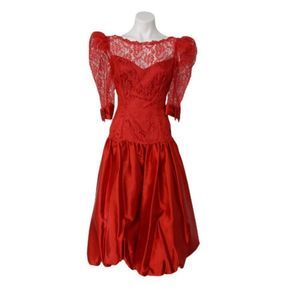 Vintage 80s Union Made Formal Red Dress